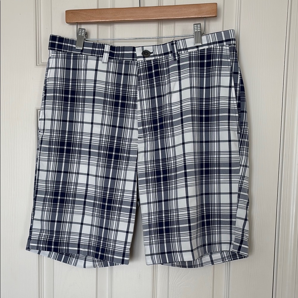Blue and White Flat Front Summer Shorts